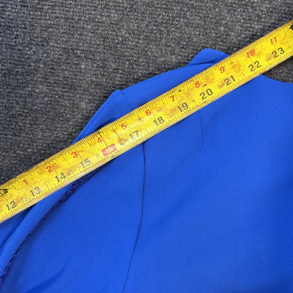 Calvin Klein Dress Womens 8 Blue Bell Sleeve Ruffle Sheath Knee Length Stretch - Picture 10 of 11